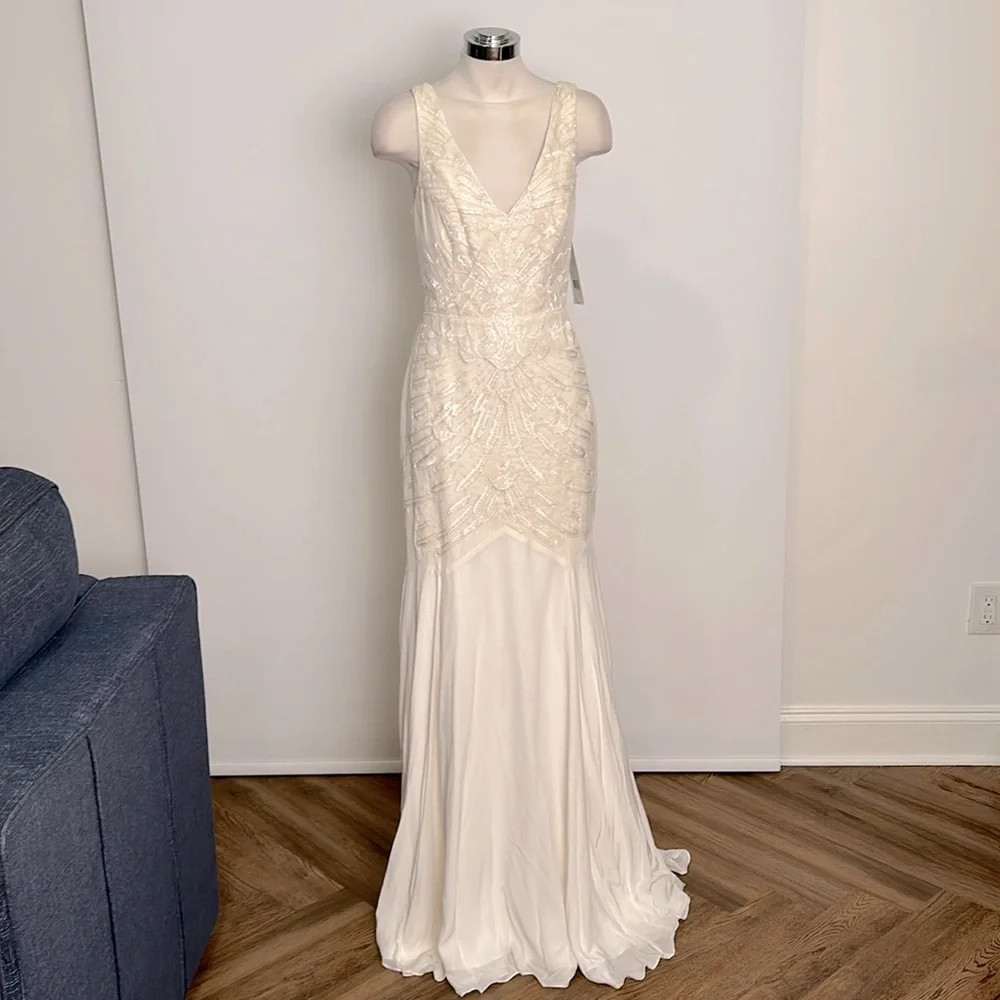 NICOLE MILLER BRIDAL WEDDING PS0004 $3500 AWH/ OFF WHITE Size 8