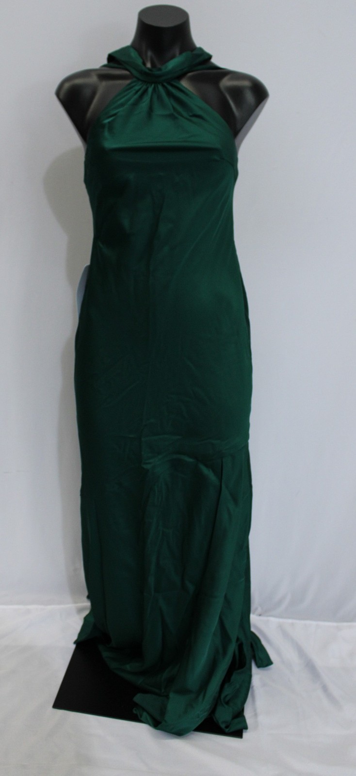 Azazie Women’s Kinsley Mermaid Side Slit Stretch Satin Dress AP2 Emerald Size:A0