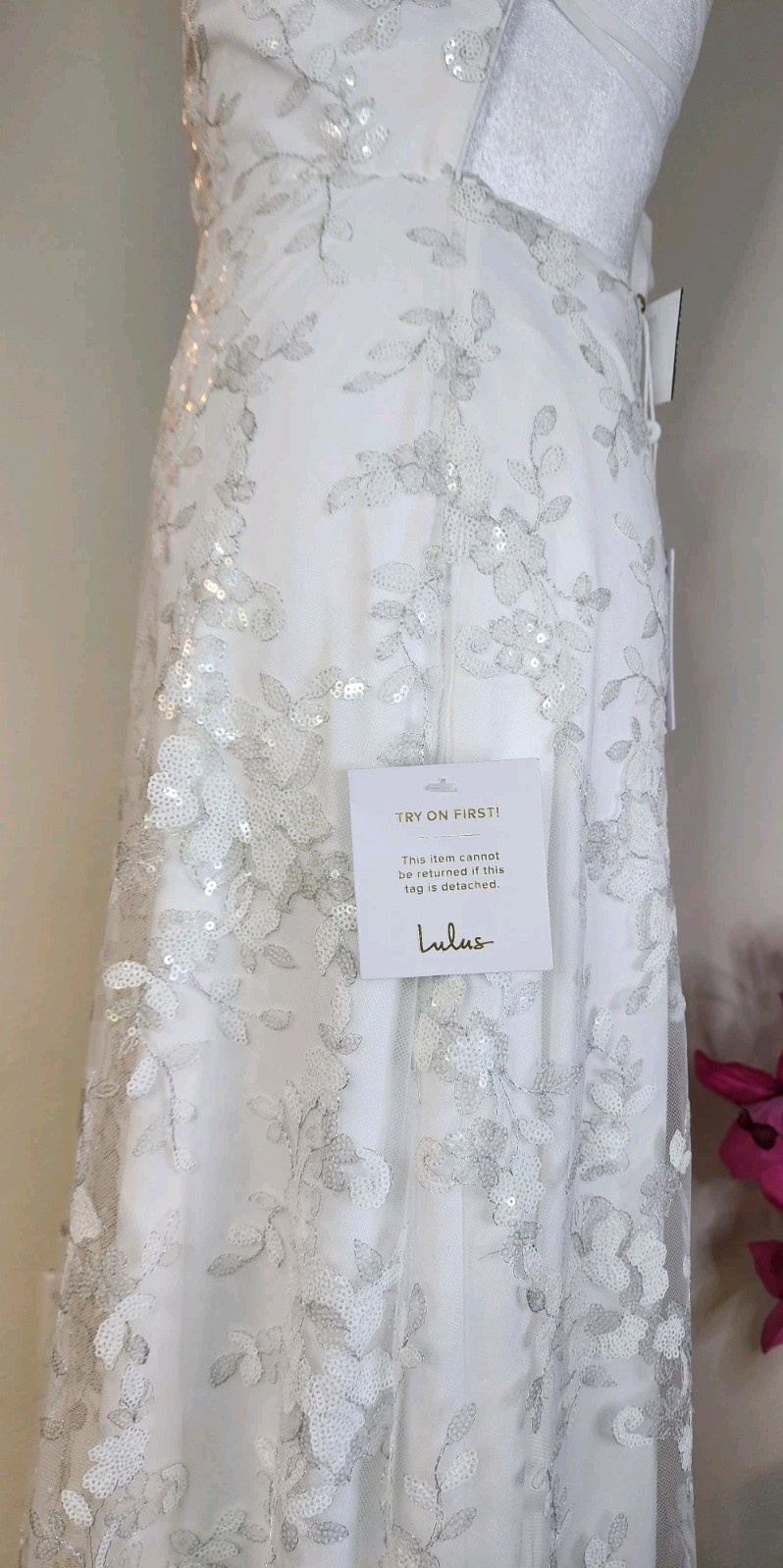 Lulus Magically Charming White Sequin Embroidered Lace-up Maxi Wedding Dress