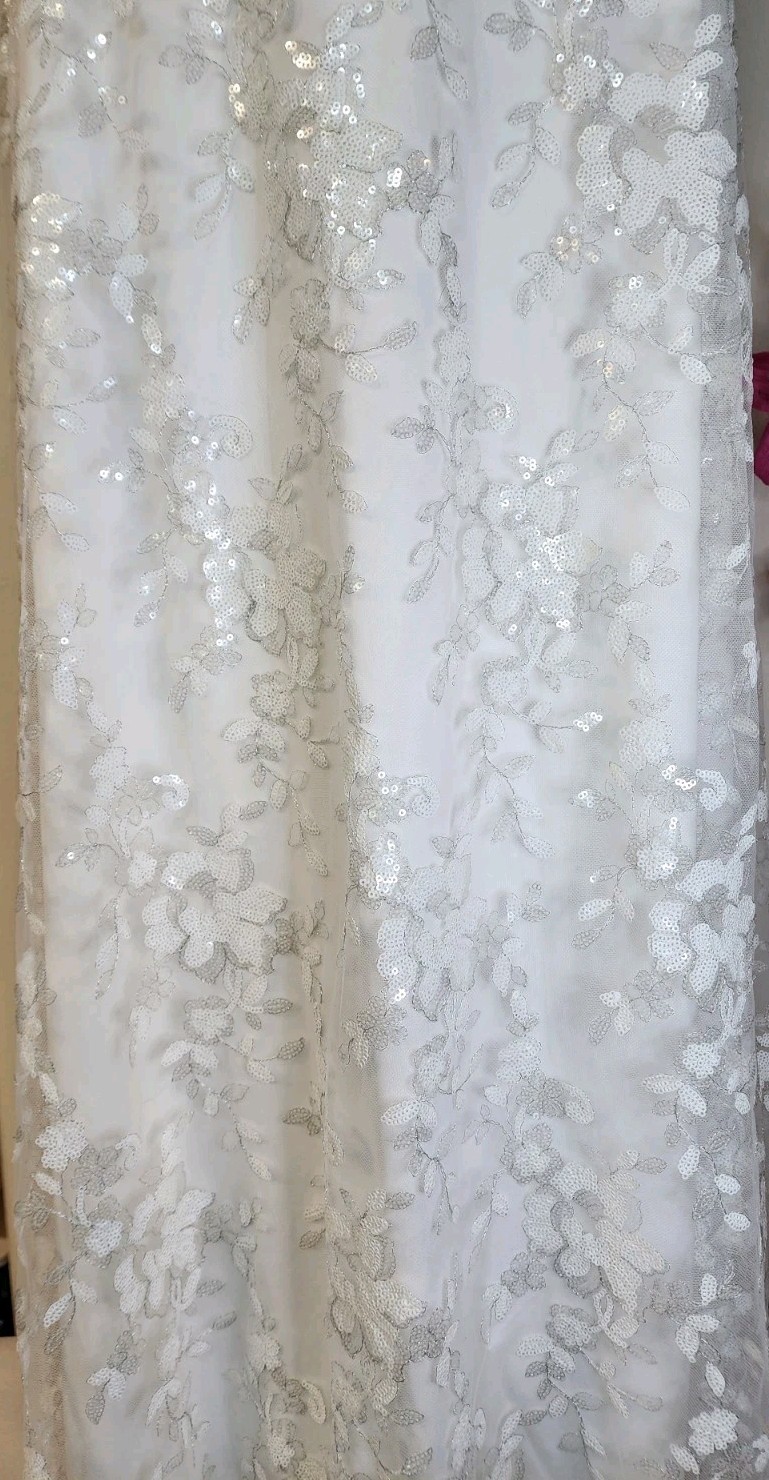 Lulus Magically Charming White Sequin Embroidered Lace-up Maxi Wedding Dress