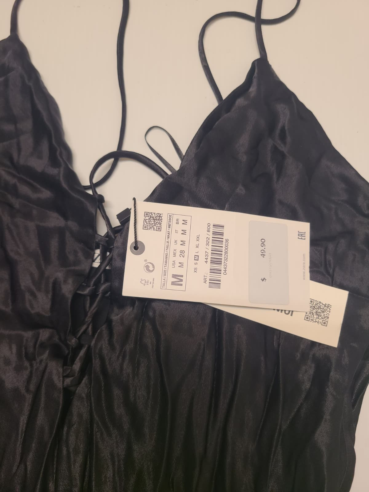 Zara NEW WITH TAG Satin Midi Dress Black Size M 4437/322/800