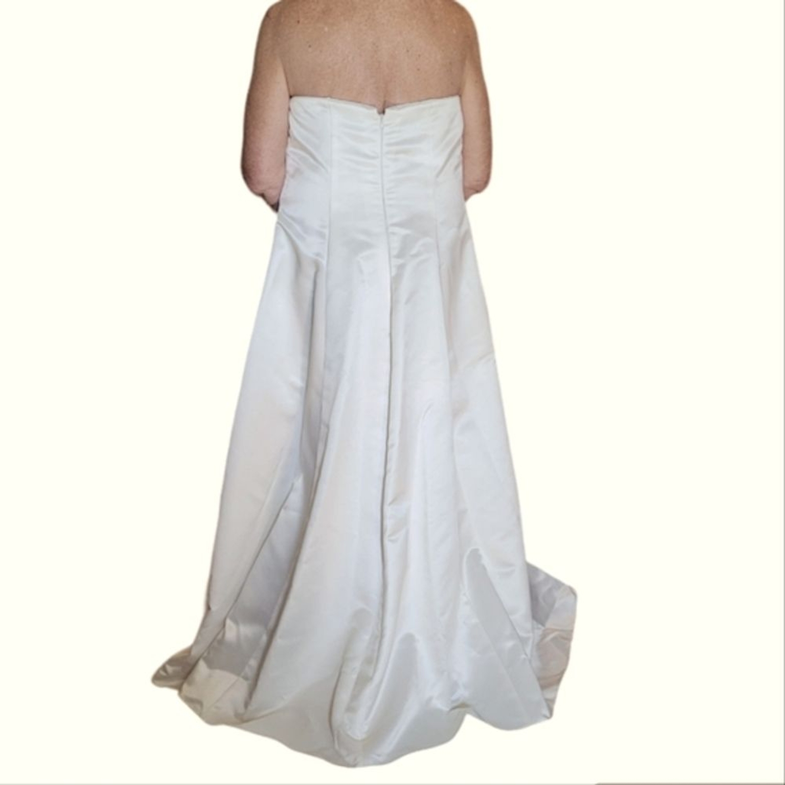 Bridal Gown Size 16 Ivory Satin Strapless Embellished Rhinestones Embroidery EUC