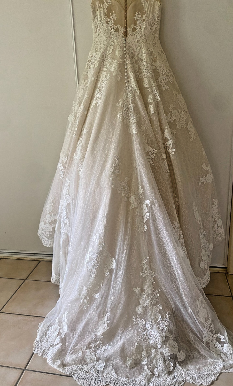 Provnias PrimaDonna Ivory and Beige A Line Size 12 (AU) Wedding Dress
