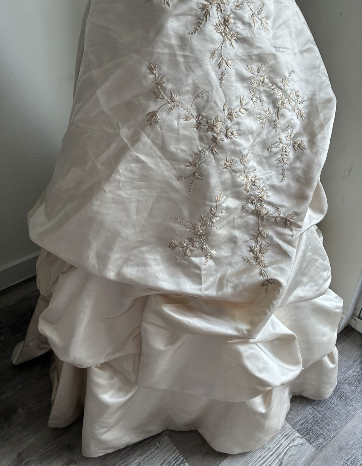 David’s Bridal Oleg Cassini CT203 Champagne Strapless Beaded Wedding Gown 16