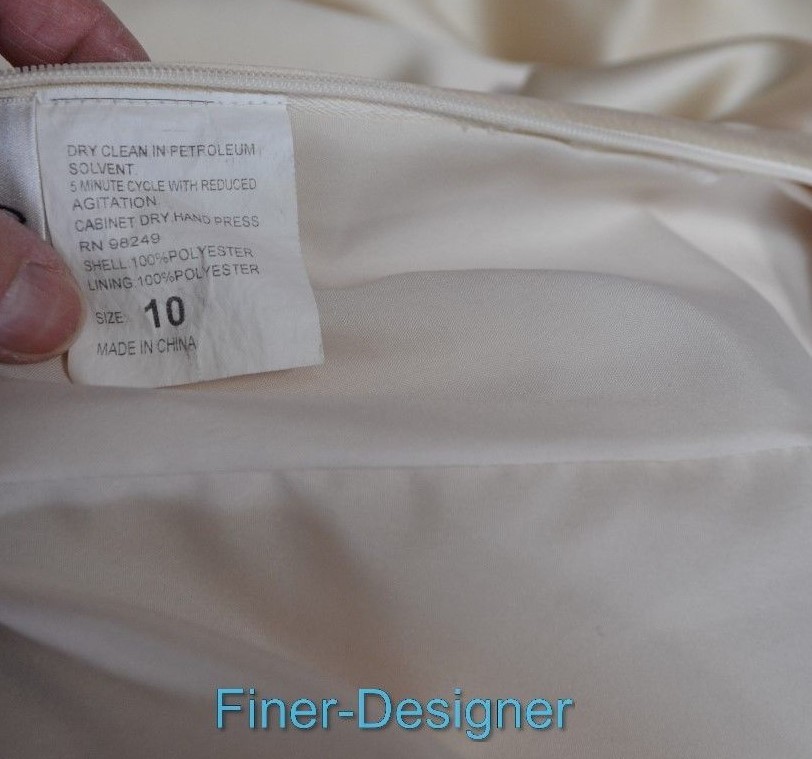 DEMETRIOS BEADED TRUMPET Wedding bridal dress champagne satin sleeveless 10 NEW