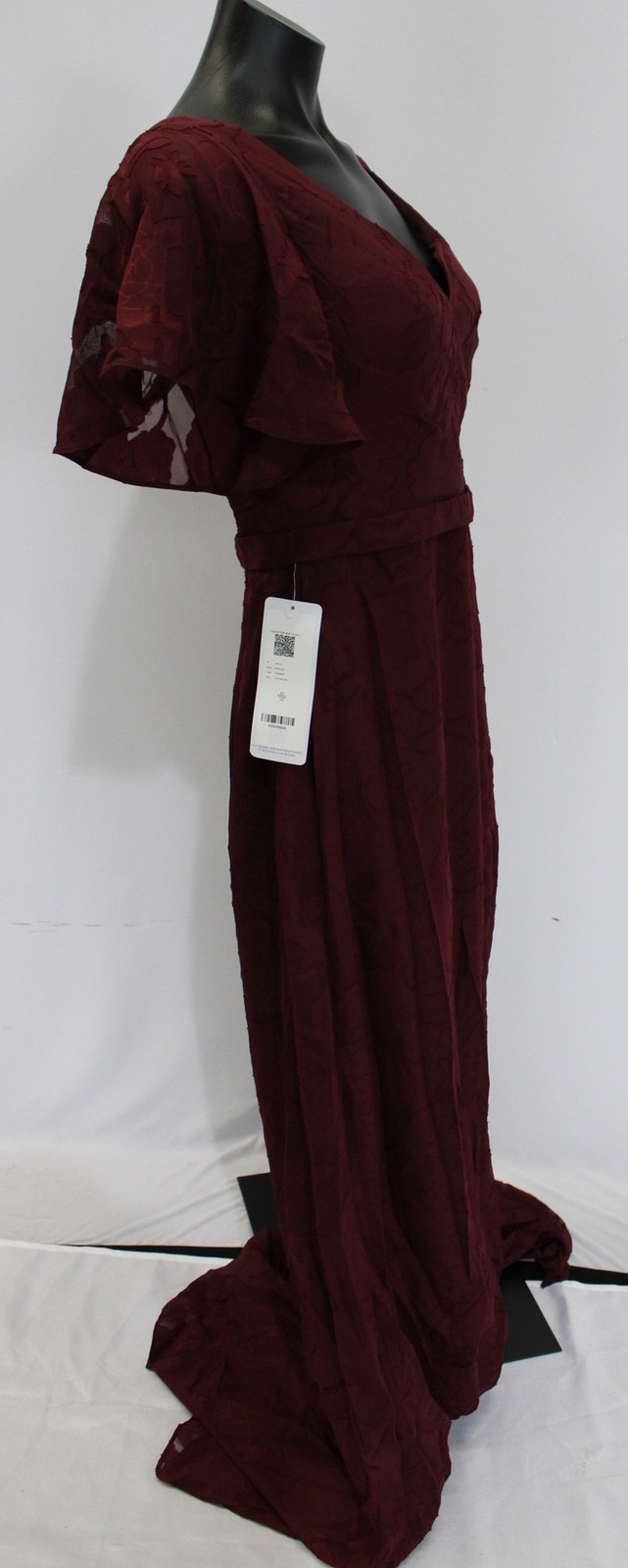 Azazie Women’s A-Line Pleated Floral Chiffon Dress AP2 Cabernet Size: Custom