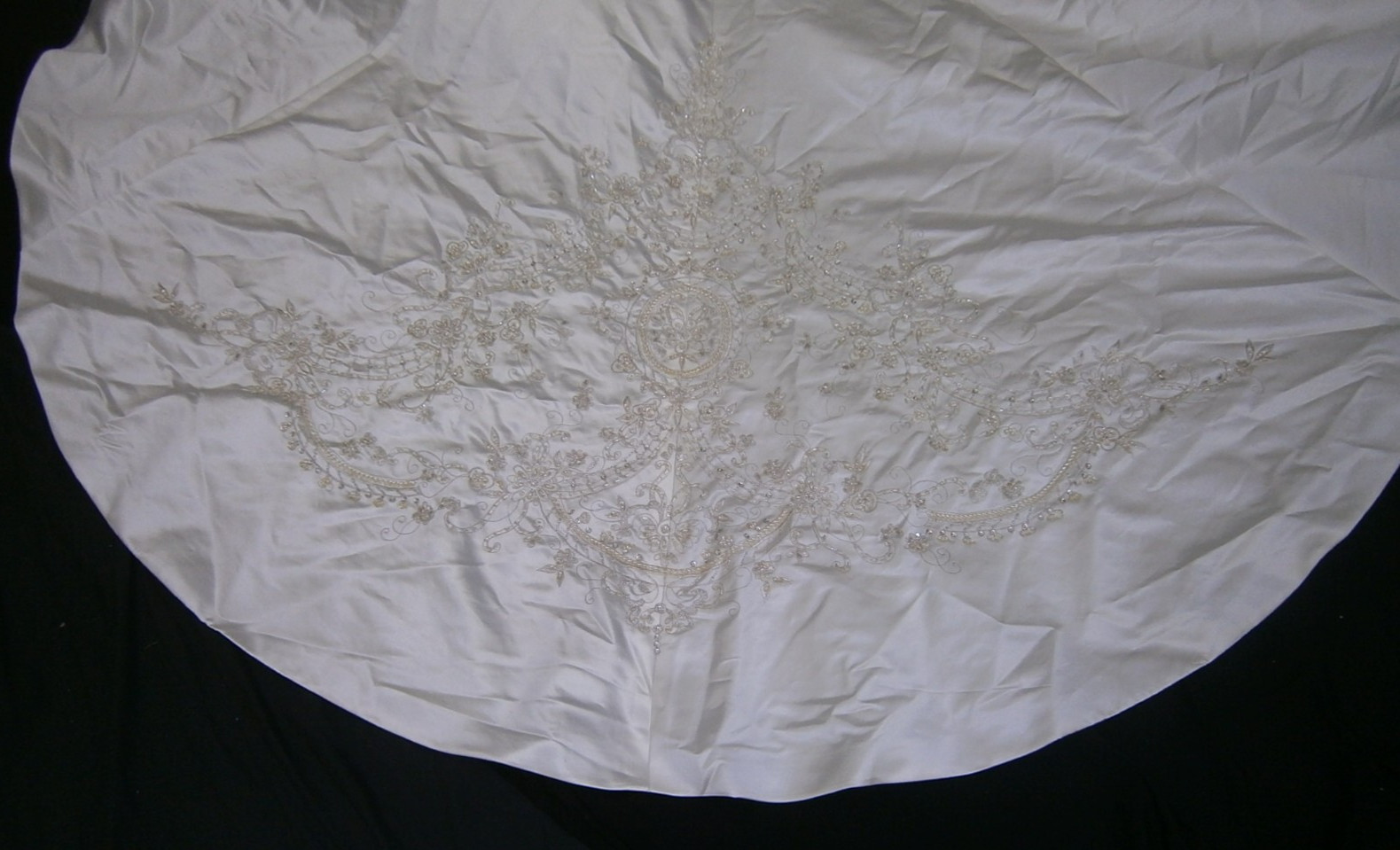 Casablanca 2141 Wedding Dress 12 White Fit & Flare Satin Beaded Illusion Elegant