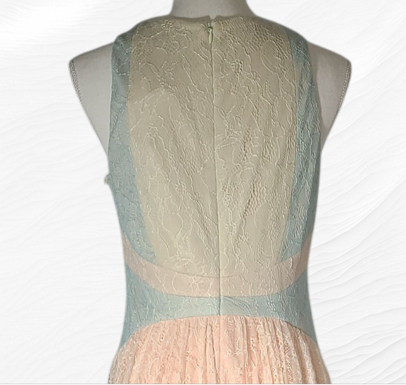 Adrianna Papell Halter Neck Sleeveless Ruched Lace Dress Apricot Multi Size 10