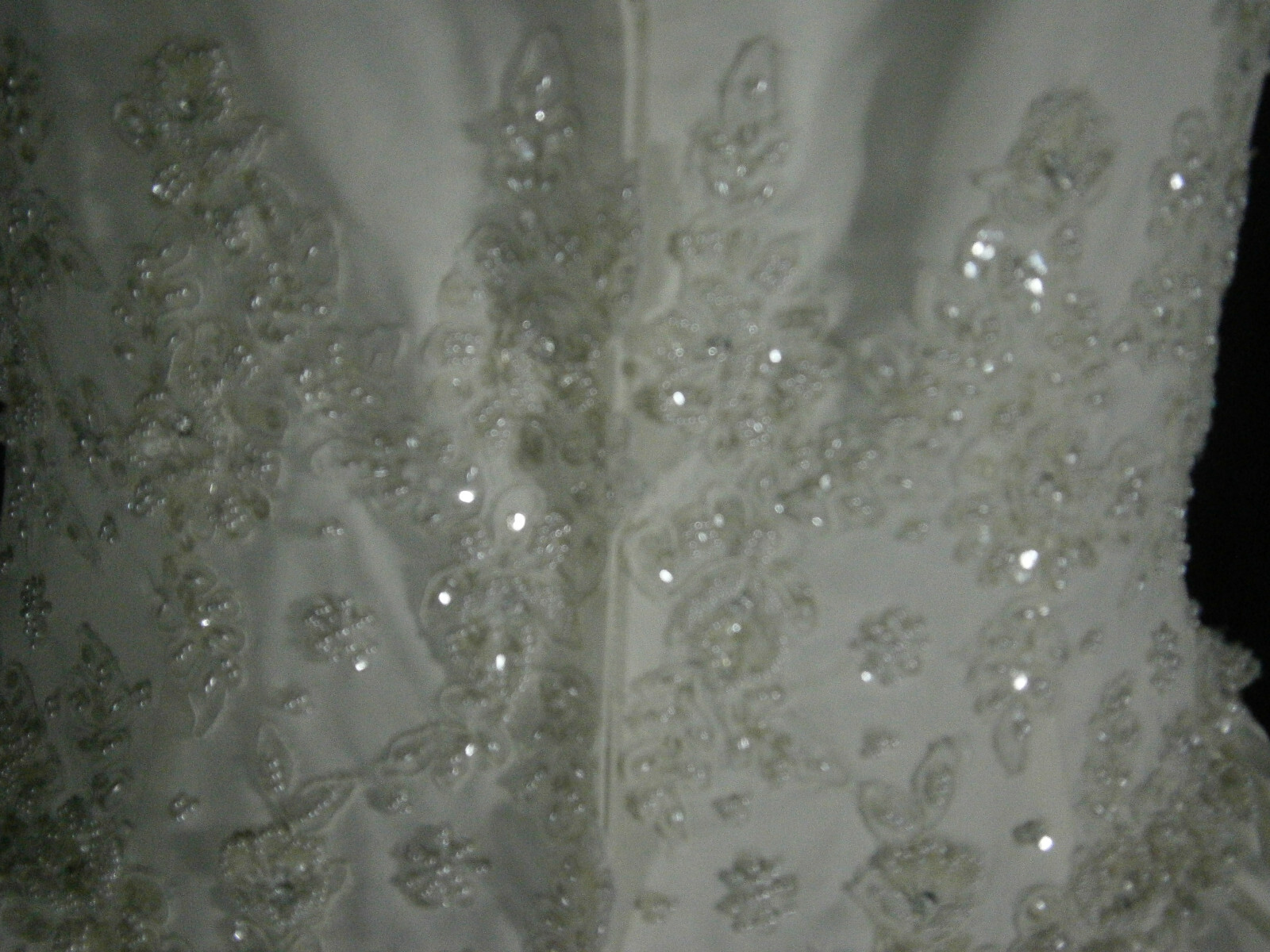 Forever Yours Wedding Dress 16 Off-White Long Train Bling Sash Scoop Neck Straps