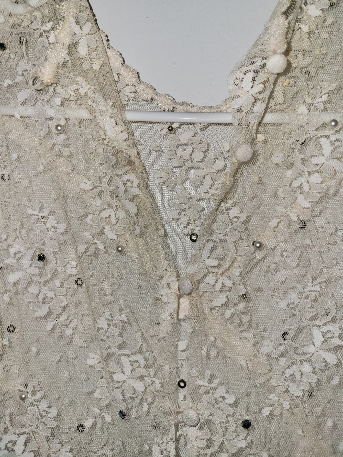 Vintage lace overlay slip appliqué ivory wedding lace dress Unbranded