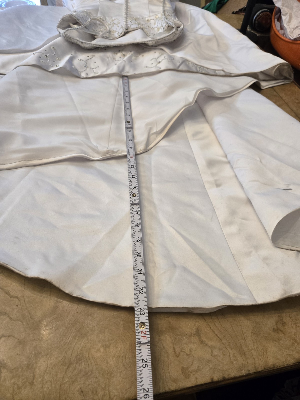 La Sposa Satin Wedding Dress With Floral Beading. *Strap Needs Repair & Cleaning