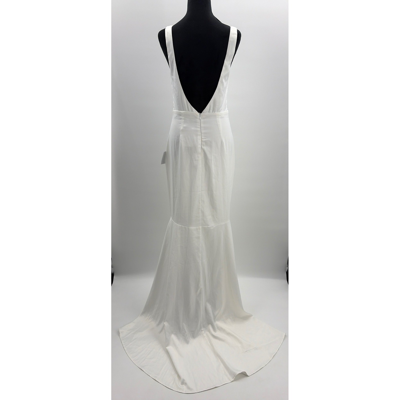 Lulus Luxe Loveliness White Satin Backless Mermaid Maxi Dress Bridal Gown M NEW