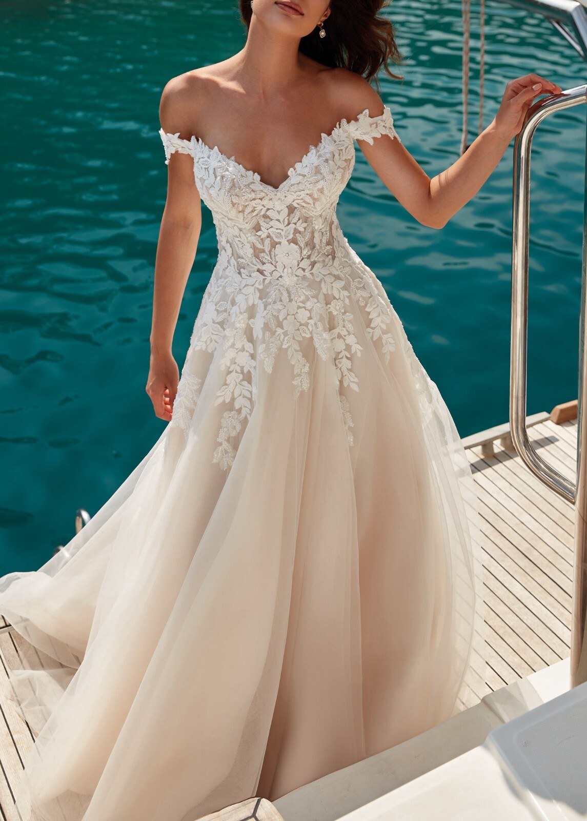 2026 Attractive Wedding Dress Bridal Gown Champagne off-Träger 2-28W Leaves Lace