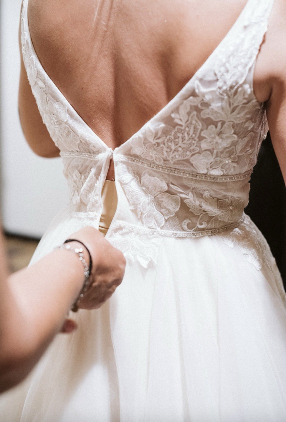 Champagne A Line Wedding Dress Beaded Straps Plunging V Neckline Open V Back