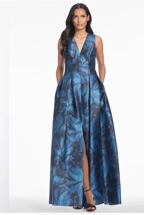 Sachin & Babi Blue Brooke Floral Ballgown Size 0 But Fits Like Size 2/4 Altered