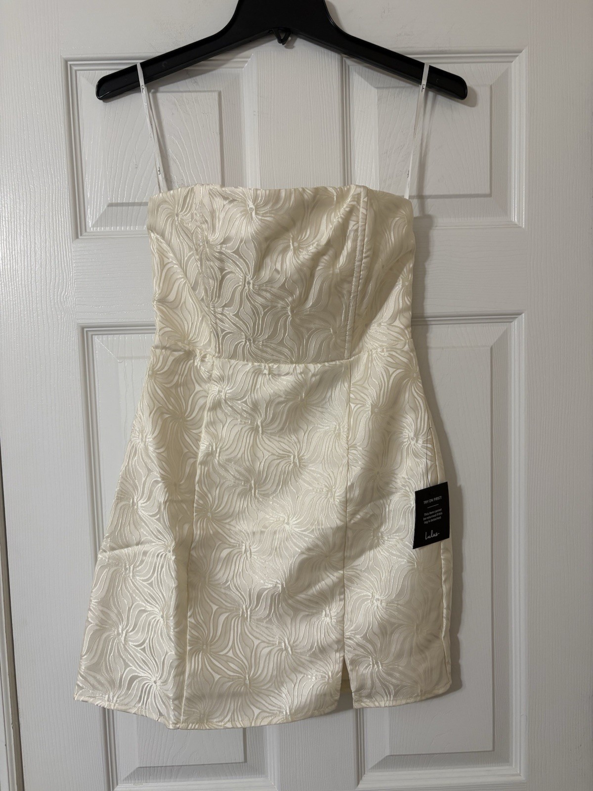Lulus Bubbly Beauty Ivory Jacquard Strapless Bustier Mini Dress. XS