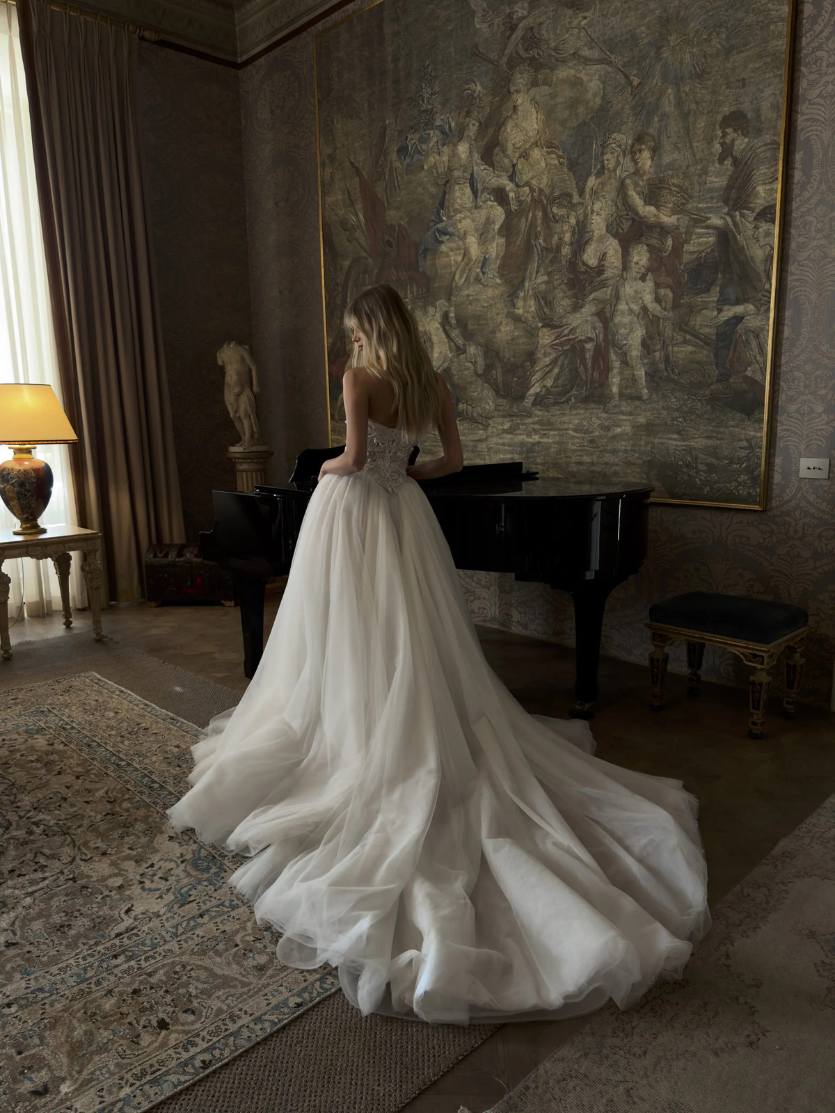 Shaorn Said Luxury Beaded Ball Gown Wedding Dress Pearls Sweetheart Corset Tulle