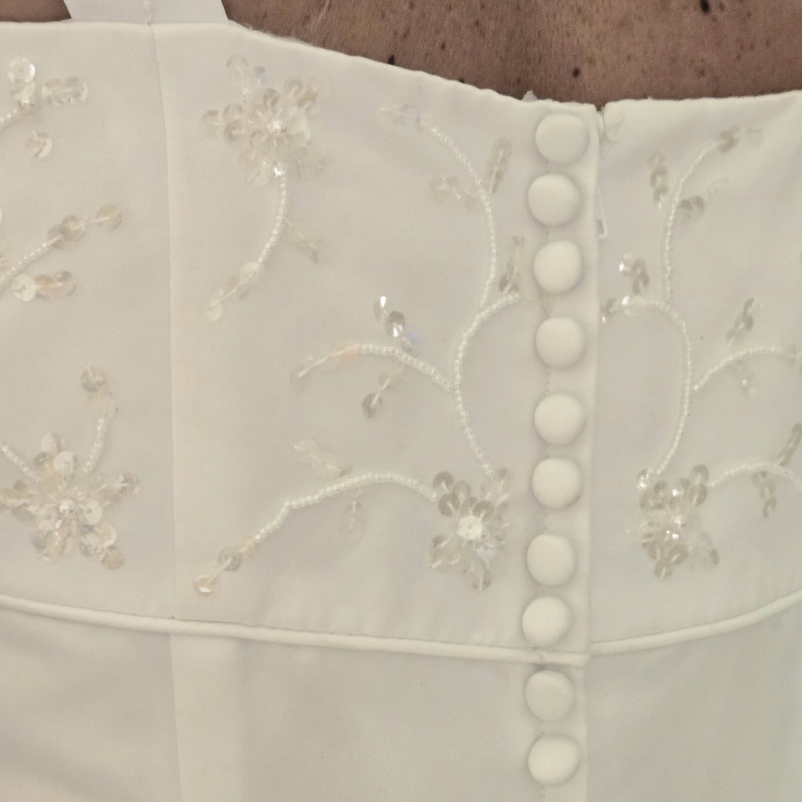 Oleg Cassini David Bridal Wedding Dress Style 2165BX size 14 White Buttons