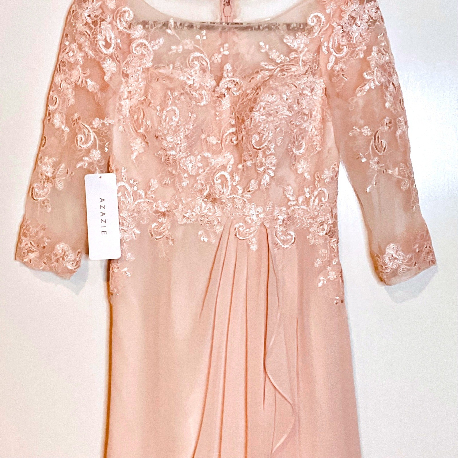 Azazie Calanthe Women’s Formal Dress Blushing Pink A-Line Scoop Chiffon Dress 2