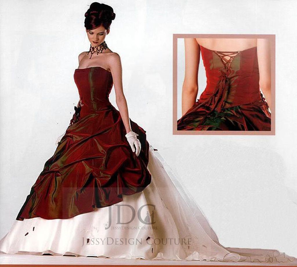 Top ruched wedding dress wedding dress burgundy ivory 32-60 lace up 3D flowers