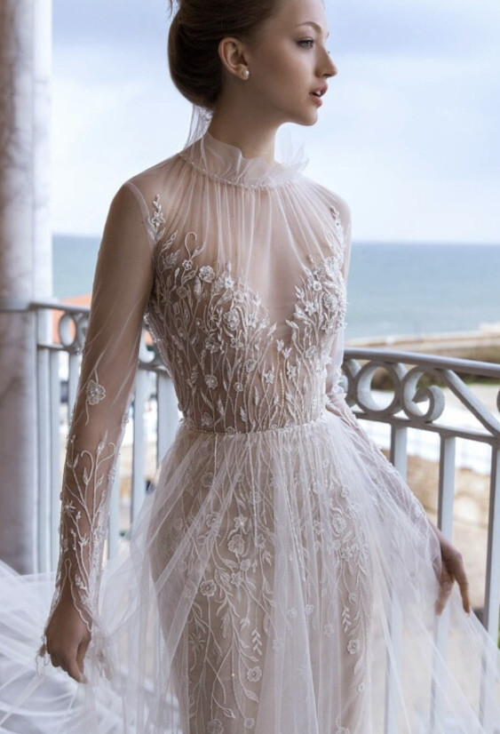 POLLARDI FRAGILITY Wedding Dress 08146.00.17 transparent dress, US 8, UK 10