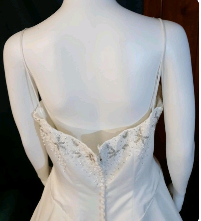 Ashley Jordan Wedding Dress Size 14 Satin Full Skirt Semi Cathedral Train SALE!