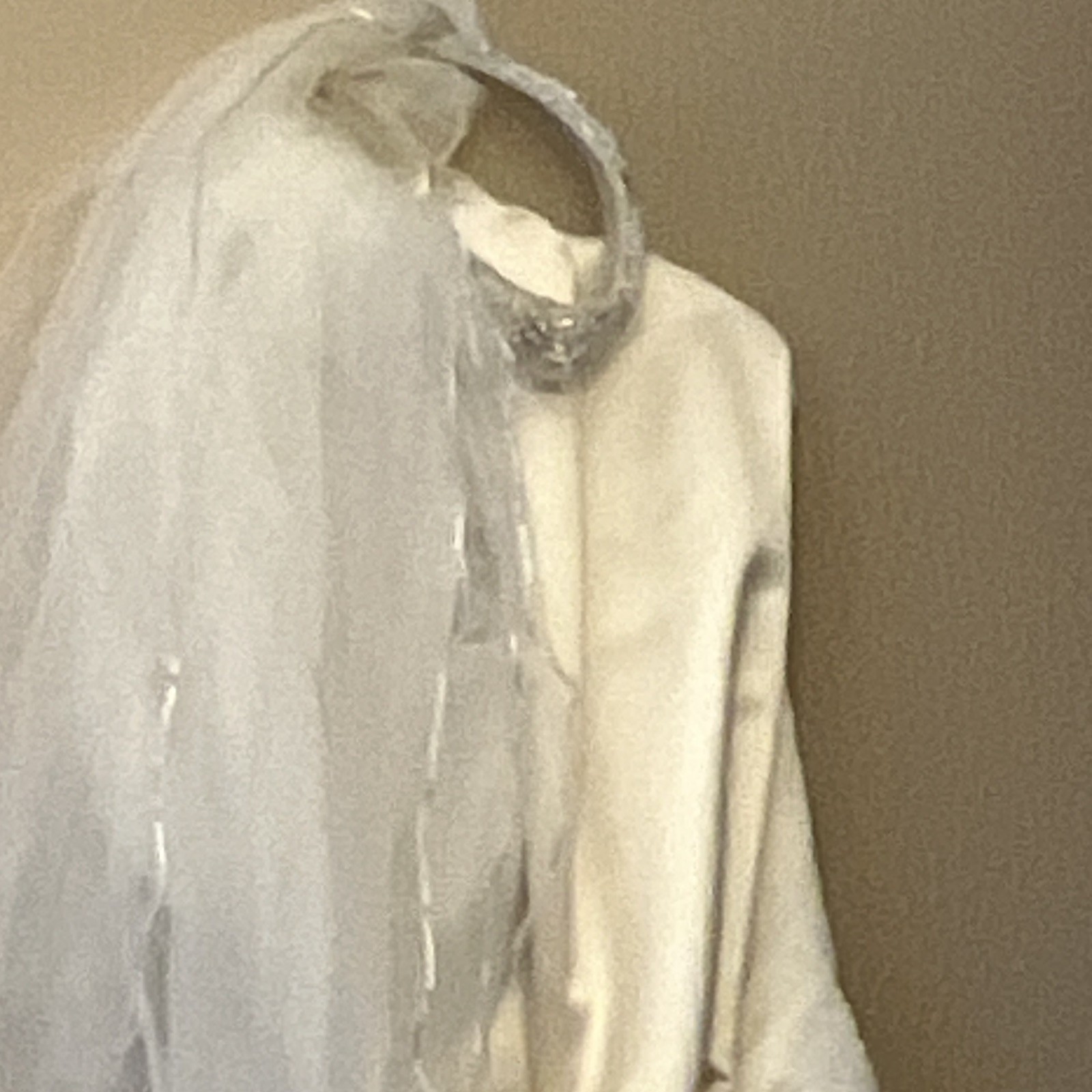 Ivory Beaded High Neck Sleeveless A-Line Full-Length Wedding Dress w/Veil