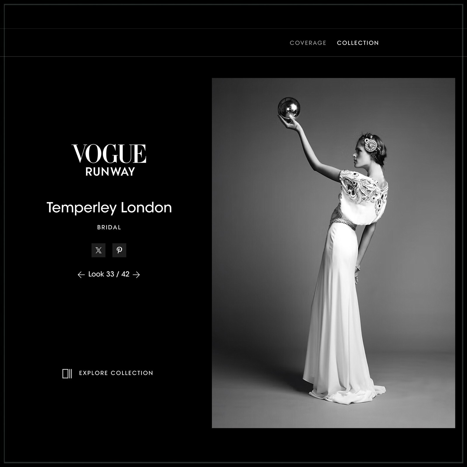 $6900 Temperley London Jean Crystal Embellished Art Deco Runway Bridal Gown
