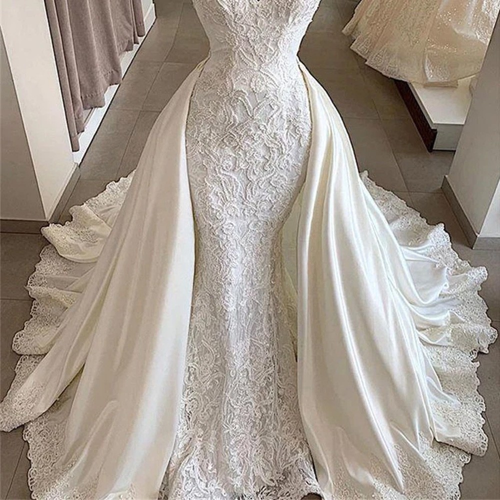 Satin Bridal Detachable Overskirt Removable Long Train for Bridal Dresses
