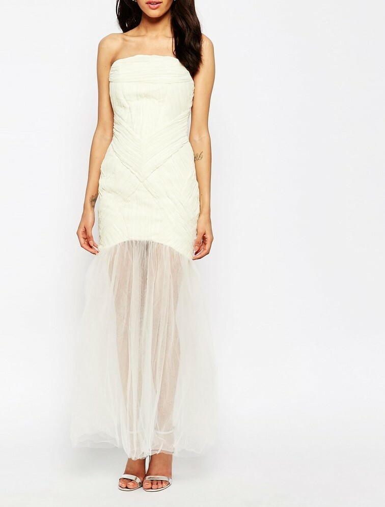 NEW Jarlo Felicity Ivory Ruched Tulle Dress 8P Petite Wedding Strapless white