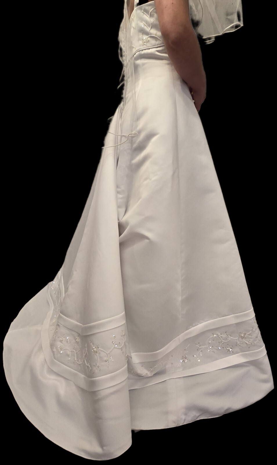 Oleg Cassini David Bridal Wedding Dress Style 2165BX size 14 White Buttons