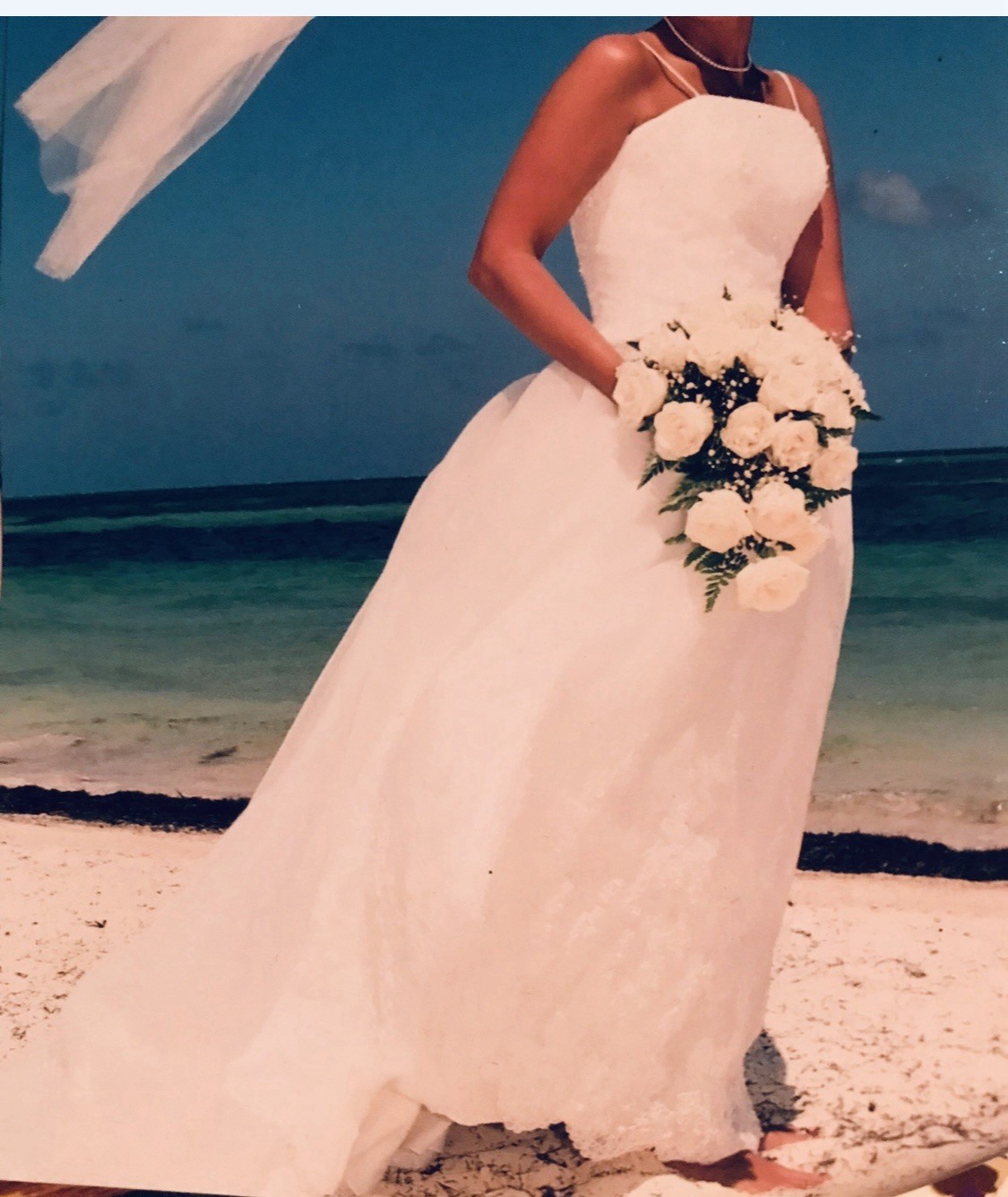 BEAUTIFUL IVORY Ashley Jordan Wedding Dress Size 10 and tiara and veil comb