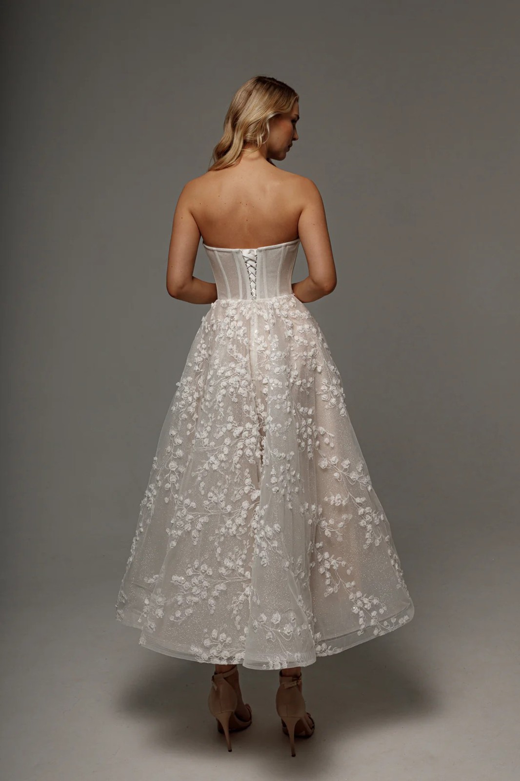 Glitter Lace Wedding Dress Floral 32-60 Off Shoulder Detachable Bolero Beads