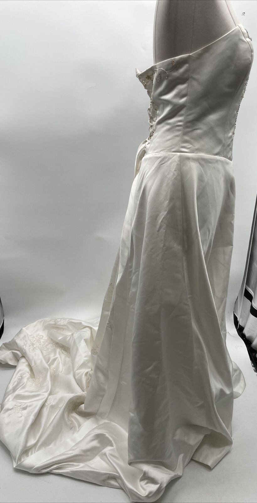 Women’s Strapless Boat Neck White Wedding Dress Bridal Gown Custom Size