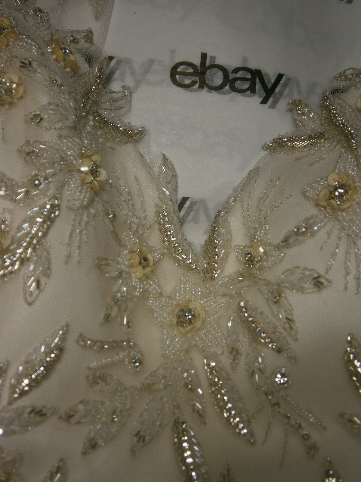 Casablanca Custom 2147 Ivory Wedding Dress 14 Tulle Ballgown Cap Sleeve V Back