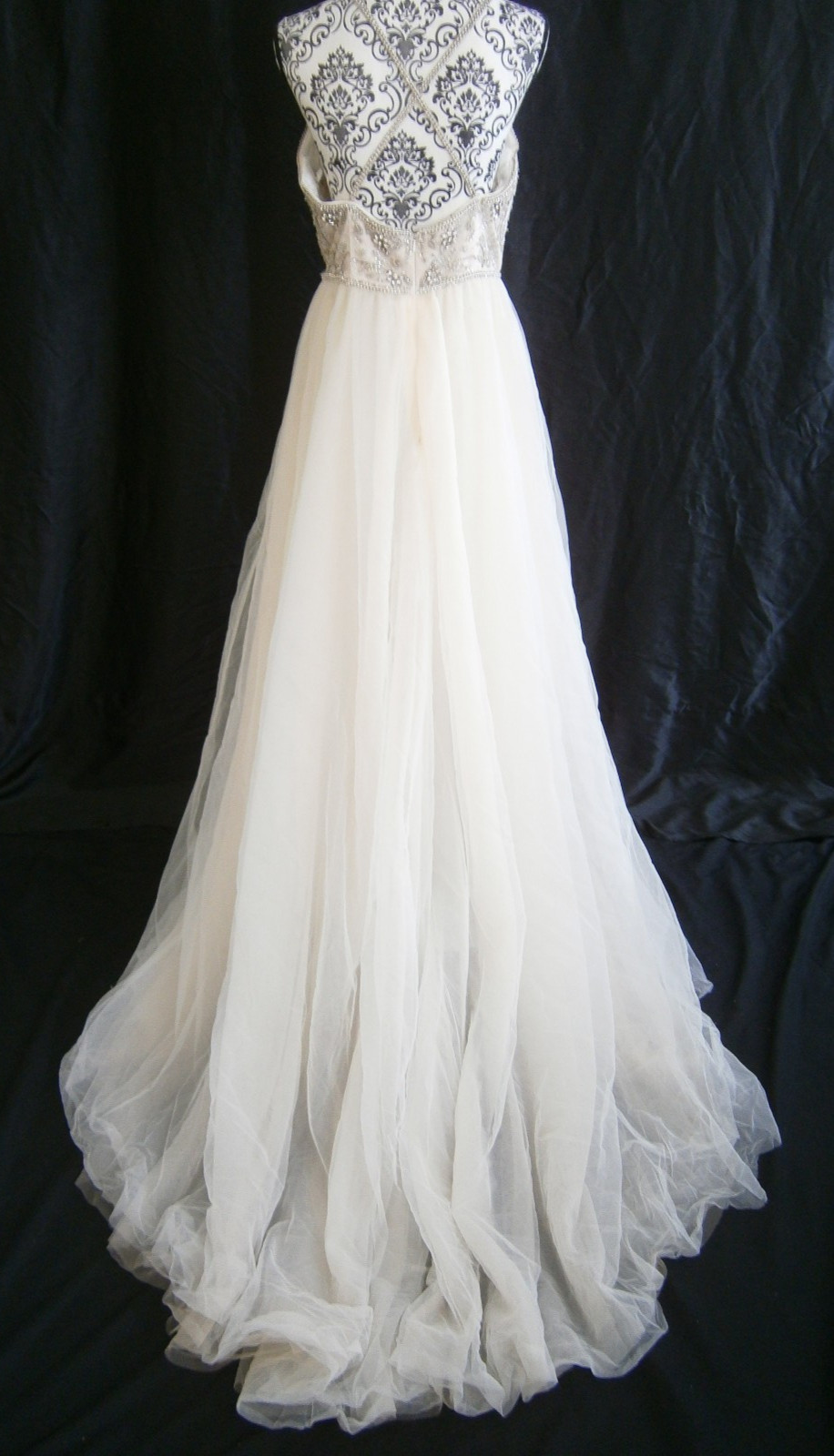 Cristiano Lucci Wedding Dress 12-14 Ivory/Nude Tulle Layers Crystal Straps Bling