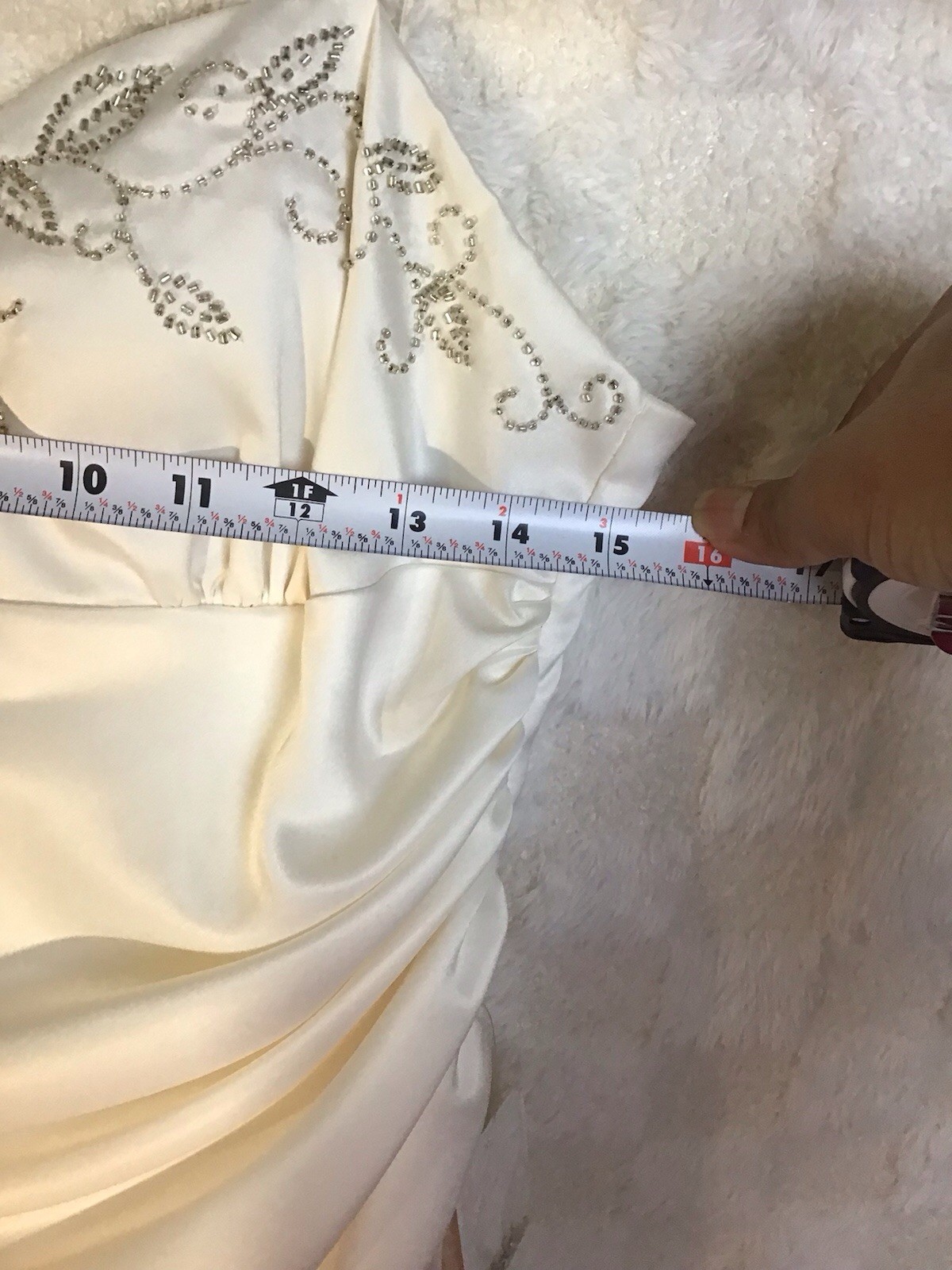 Jodi Kristopher Satin Wedding Dress A Line Gown Wt Silver Sz 5