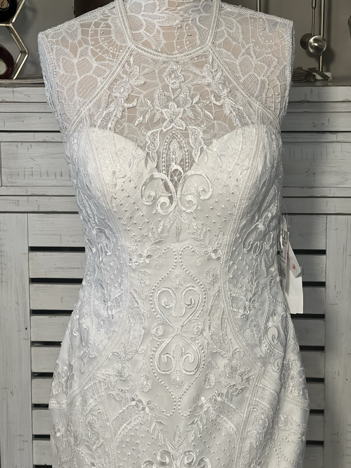 Mori Lee Laney Halter Neck Tulle Organza Mermaid Wedding Gown 12 Style 5687 NWT