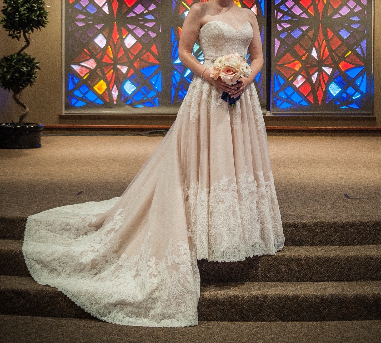 Mori Lee 2674 Wedding Dress Size 10 – Unaltered – Blush Lace & Organza