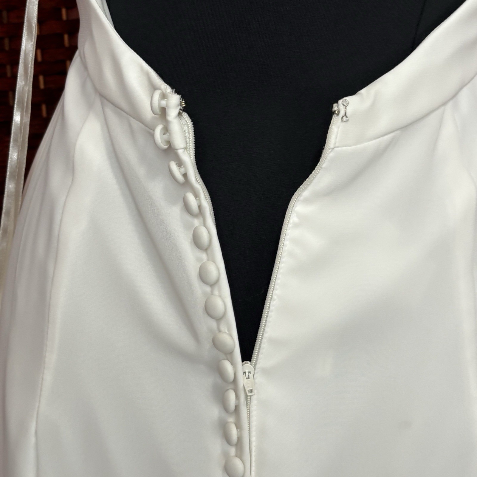 Mori Lee White Halter Wedding Dress Sz 14 A-Line Open Back Empire Bridal Gown