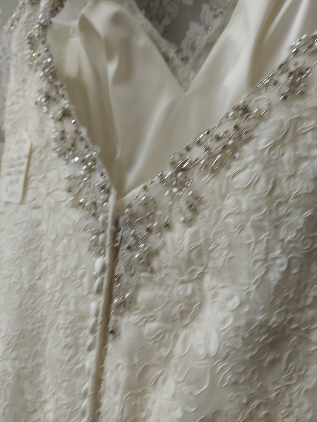 **Mori Lee Full Lace Lt Ivory Beaded Top Optional Sleeve wedding gown**