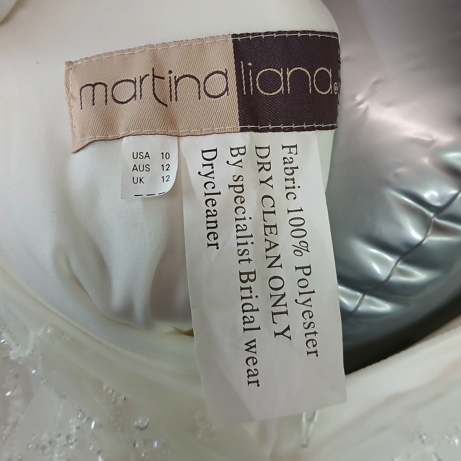 Martina Liana Ivory Beaded Sequin Tulle A-Line Wedding Dress Gown sz 10 *defect