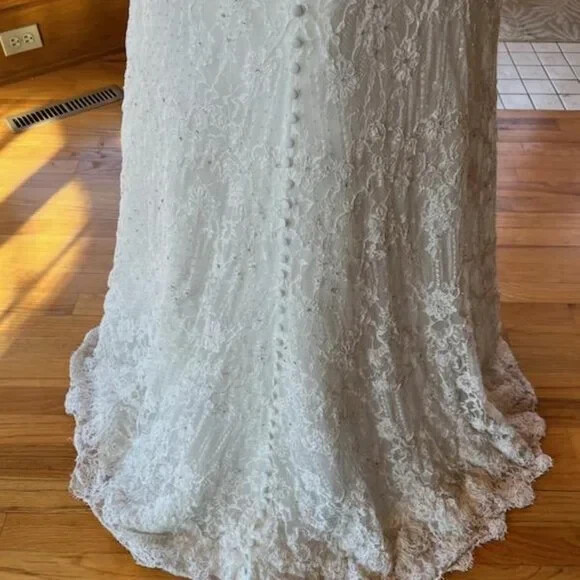* Martina Liana Iv Lace Sleeveless Fit Flare Bridal Gown Wedding Dress Size 6 8