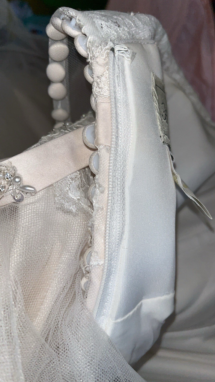 White Lace Beaded Tulle wedding dress
