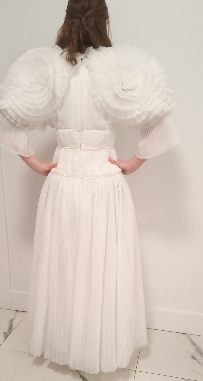 Aje White Gown Wedding Dress S Midi Maxi Women Ruffled Flower Sleeves