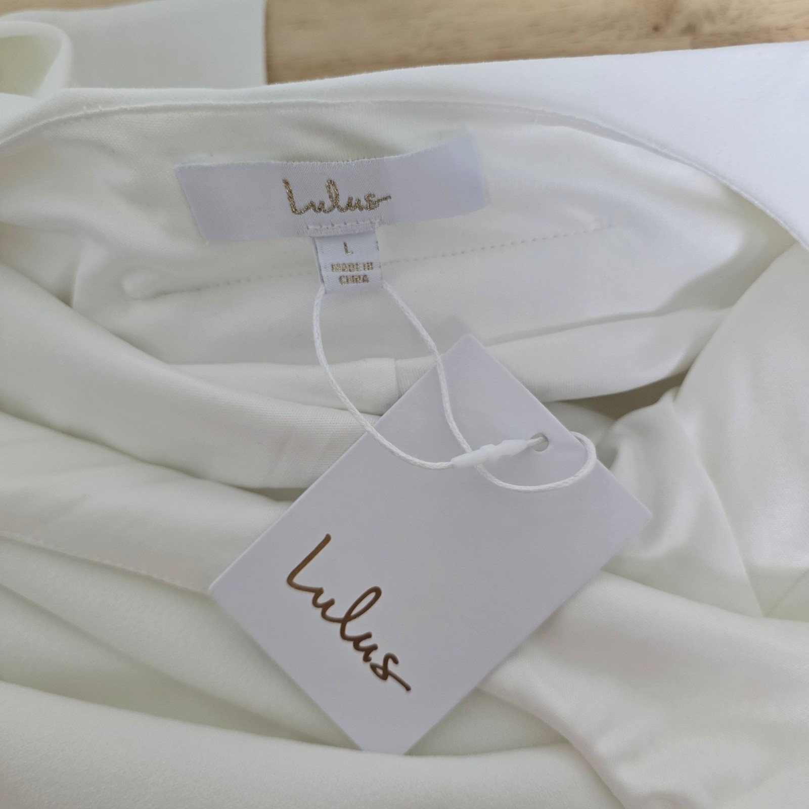 NWT Lulus White Square Neck Bow Back Mermaid Maxi Dress Bridal Gown Size Large
