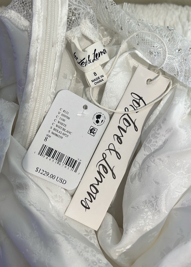 For Love & Lemons Aurelia Jacquard Embellished Silk Lace Vintage Wedding Gown 8