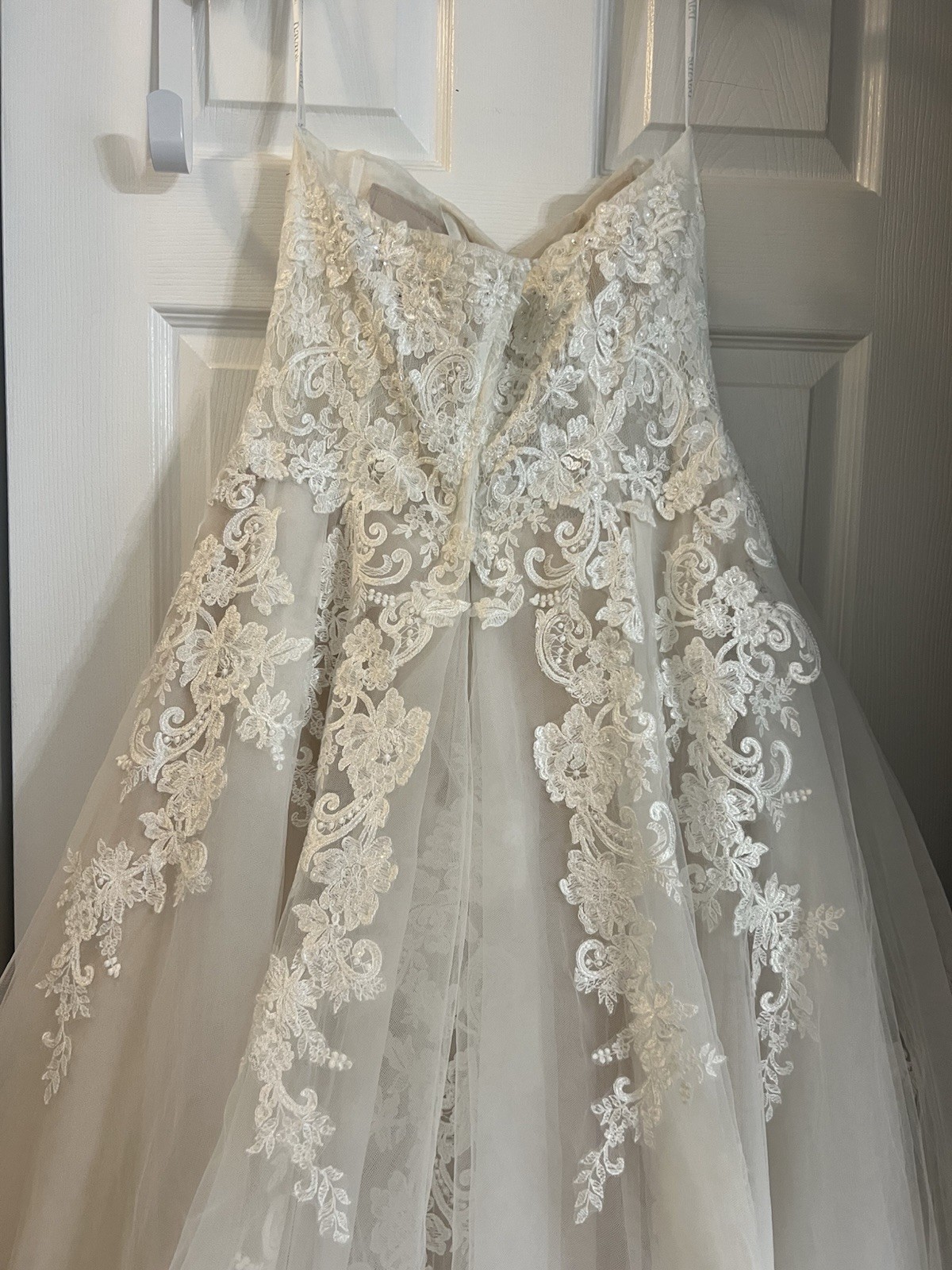 GUC David’s Bridal Ivory Wedding Gown with Train. Size 12.