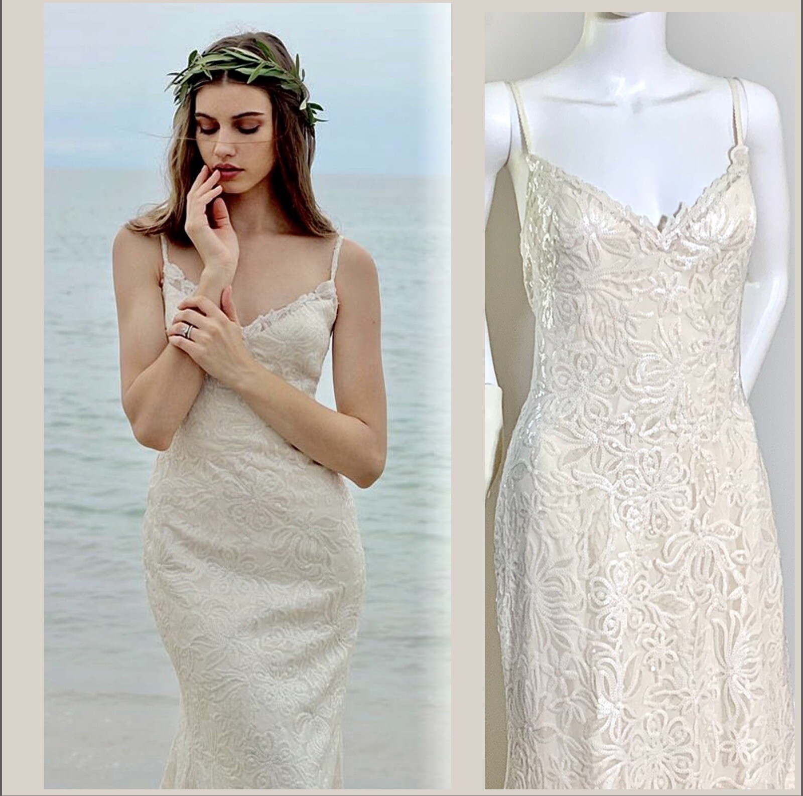 Willowby by Watters Fully Lace Pearl Button Seychelles Wedding Gown/Dress Size M