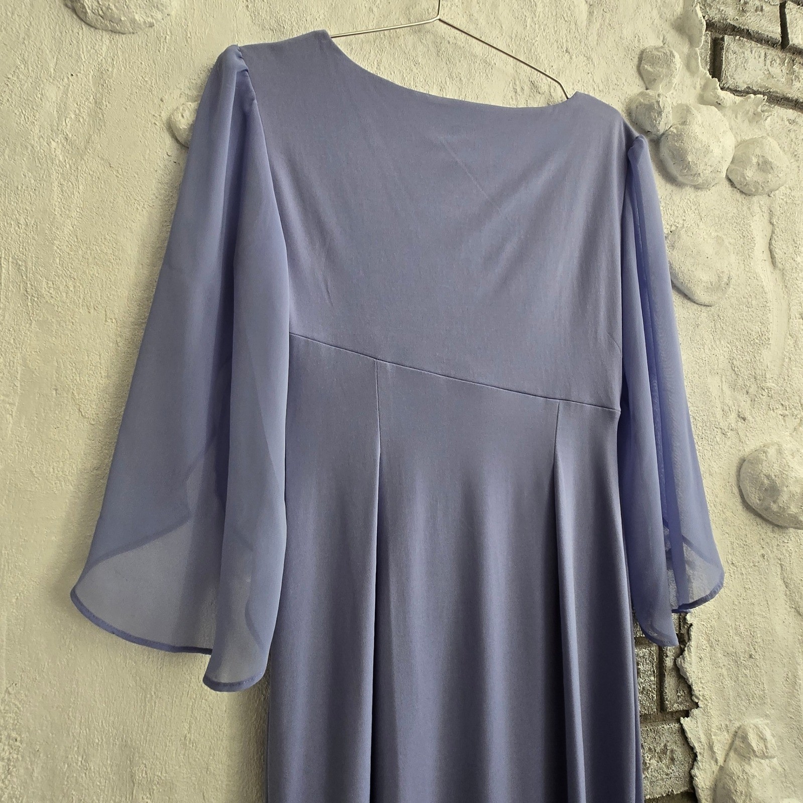 Connected Apparel Lavender Side Knot Chiffon Cape Sleeve Sheath Dress 10